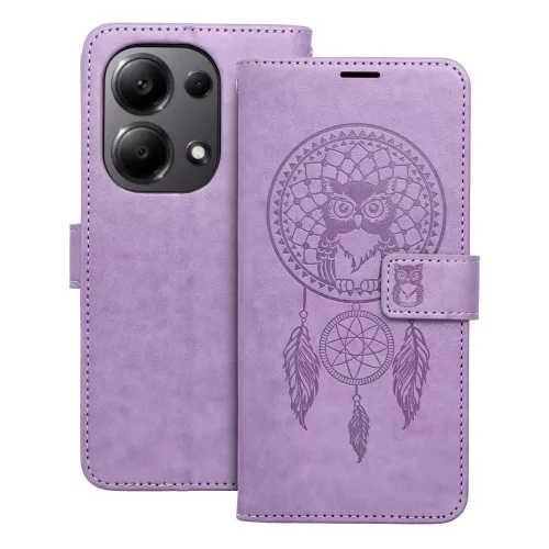 Xiaomi Redmi Note 13 Pro 4G telefon tok, könyvtok, oldalra nyíló tok, mágnesesen záródó, lila, dreamcatcher, Mezzo