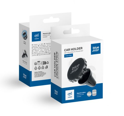 Szellőzőre helyezhető autós tartó, fekete, BlueStar Crown Magnetic