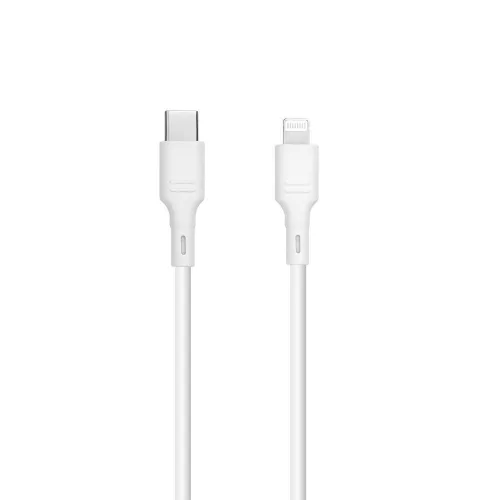 Type-C - iPhone 8pin gyorstöltő adatkábel, fehér, 1M, 2.4A / 27W, BlueStar DC-001CL2.4