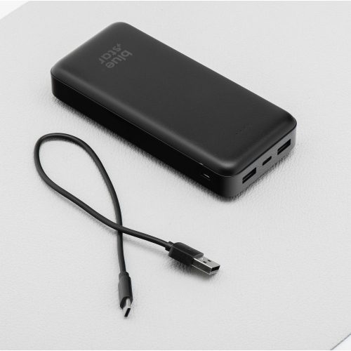 Power Bank, 20000mAh, 2x USB / Micro USB / Type-C foglalattal, fekete, 2.4A, BlueStar W2015