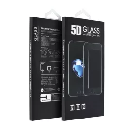   Samsung Galaxy A27 / S24 FE előlapi üvegfólia, edzett, hajlított, fekete keret, SM-A276, SM-S721, 5D Full Glue