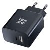 Hálózati töltőfej 1xUSB / 1xType-C, PD / QC4.0 / 3A / 25W, fekete, BlueStar TFB-TC-25WPD
