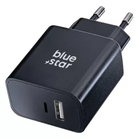   Hálózati töltőfej 1xUSB / 1xType-C, PD / QC4.0 / 3A / 25W, fekete, BlueStar TFB-TC-25WPD