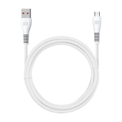 Micro USB adatkábel, 2A / 12W, 1M, fehér, BluStar DC99M