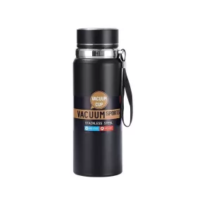   Dupla falú termosz karpánttal, rozsdamentes acél, LED kijelző, 800ml, fekete