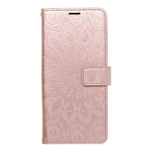 Samsung Galaxy A56 telefon tok, könyvtok, oldalra nyíló tok, mágnesesen záródó, rose gold, mandala, SM-A566, Mezzo