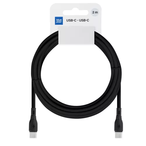 Type-C - Type-C adatkábel, fekete, 2M, 3A / 60W, BlueStar PJ73-14-3