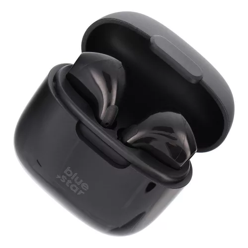 Stereo bluetooth headset vezeték nélküli töltőtokkal, TWS, fekete, BlueStar Fi7