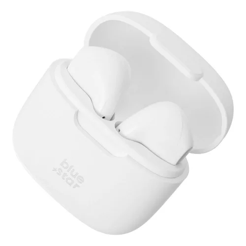 Stereo bluetooth headset vezeték nélküli töltőtokkal, TWS, fehér, BlueStar Fi7