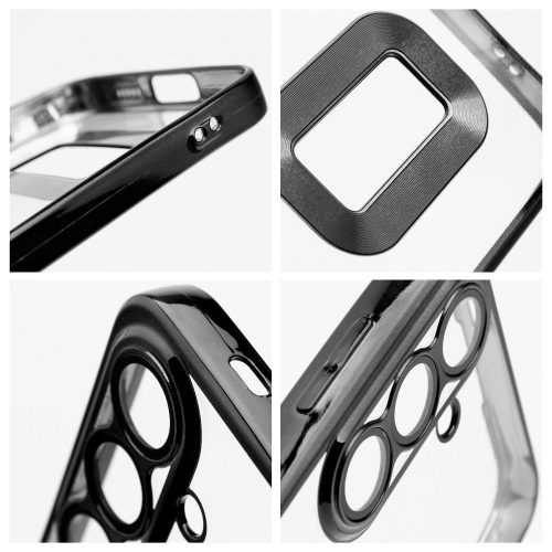 Xiaomi Redmi Note 14 5G szilikon tok, TPU tok, kamera védelemmel, színes keretes, fekete, Glam