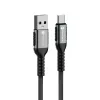 Type-C gyorstöltő adatkábel, fekete, 0.5M, QC4.0, 66W / 3A, szövettel fonott, Forcell F-Energy