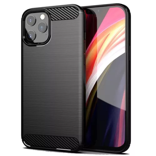 iPhone 16e / SE 4 (2025) (6,1") szilikon tok, fekete, Carbon fiber