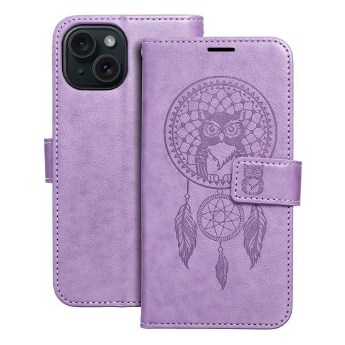 iPhone 17 (6.3") telefon tok, könyvtok, oldalra nyíló tok, mágnesesen záródó, lila, dreamcatcher, Mezzo