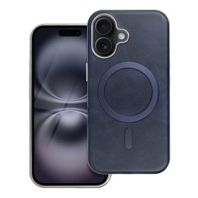   iPhone 17 (6.3") telefon tok, PC+PU eko-bőr / TPU tok, magsafe, sötétkék, Gentleman Mag Cover