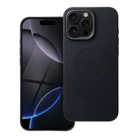   iPhone 17 (6.3") telefon tok, szilikon tok, magsafe, mikroszálas belső, fekete, Silicone Mag Cover