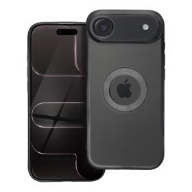   iPhone 17 Air (6.5") szilikon tok, TPU tok, kamera védelemmel, színes keretes, fekete, Glam