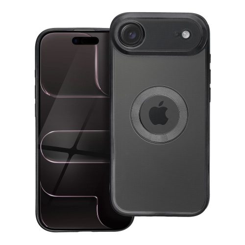 iPhone 17 Air (6.5") szilikon tok, TPU tok, kamera védelemmel, színes keretes, fekete, Glam