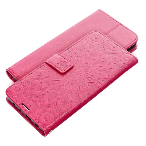 Xiaomi Redmi 15C 5G telefon tok, könyvtok, oldalra nyíló tok, mágnesesen záródó, sötét magenta, mandala, Mezzo