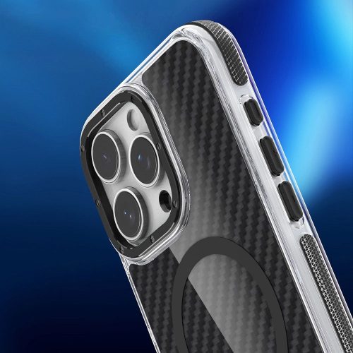 iPhone 16 Pro Max (6.9") telefon tok, TPU / PC, magsafe, fekete, Fiber