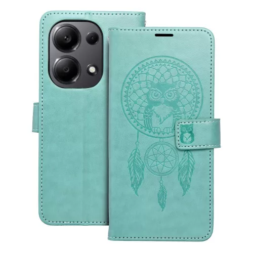 Xiaomi Redmi 15 5G telefon tok, könyvtok, oldalra nyíló tok, mágnesesen záródó, zöld, dreamcatcher, Mezzo