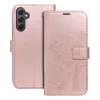 Samsung Galaxy A37 / A36 / A56 telefon tok, könyvtok, oldalra nyíló tok, mágnesesen záródó, rose gold, tree, SM-A376, SM-A366, SM-A566, Mezzo