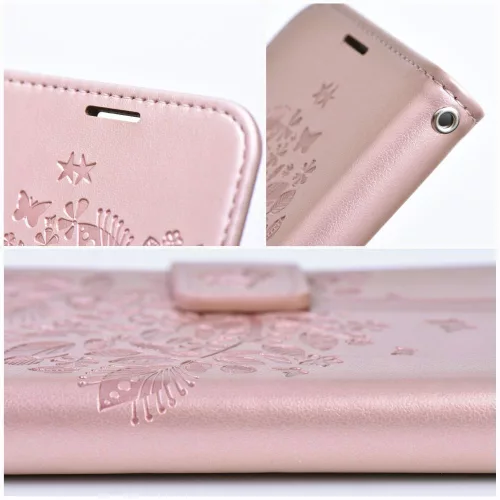 Samsung Galaxy A37 / A36 / A56 telefon tok, könyvtok, oldalra nyíló tok, mágnesesen záródó, rose gold, tree, SM-A376, SM-A366, SM-A566, Mezzo