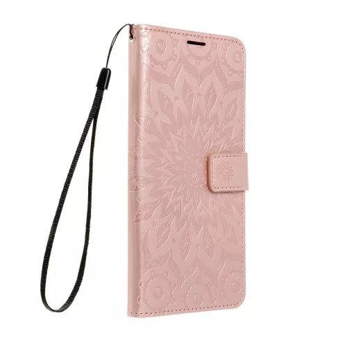 Samsung Galaxy A37 / A36 / A56 telefon tok, könyvtok, oldalra nyíló tok, mágnesesen záródó, rose gold, mandala, SM-A376, SM-A366, SM-A566, Mezzo