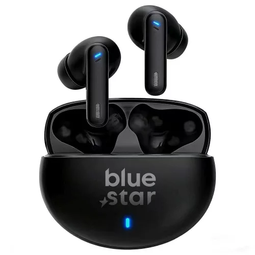 Stereo bluetooth headset vezeték nélküli töltőtokkal, TWS, zajszűrés ANC + ENC, BT6.0, fekete, BlueStar Zen TX5