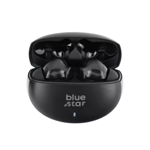 Stereo bluetooth headset vezeték nélküli töltőtokkal, TWS, zajszűrés ANC + ENC, BT6.0, fekete, BlueStar Zen TX5