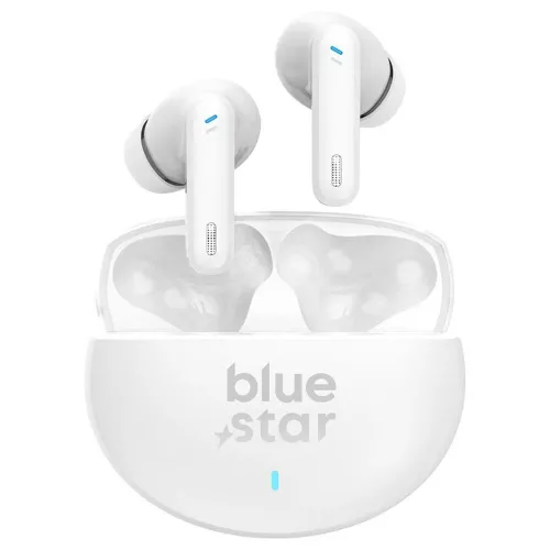 Stereo bluetooth headset vezeték nélküli töltőtokkal, TWS, zajszűrés ANC + ENC, BT6.0, fehér, BlueStar Zen TX5