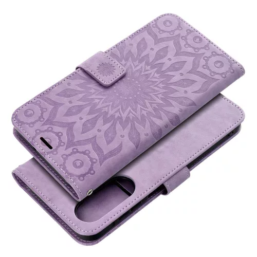 Xiaomi redmi Note 15 4G/5G telefon tok, könyvtok, oldalra nyíló tok, mágnesesen záródó, lila, mandala, Mezzo