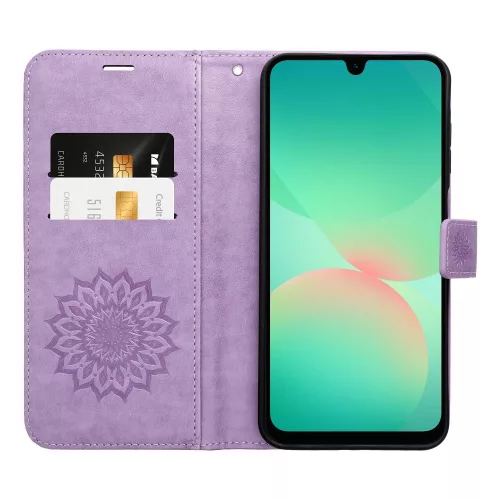 Xiaomi redmi Note 15 4G/5G telefon tok, könyvtok, oldalra nyíló tok, mágnesesen záródó, lila, mandala, Mezzo
