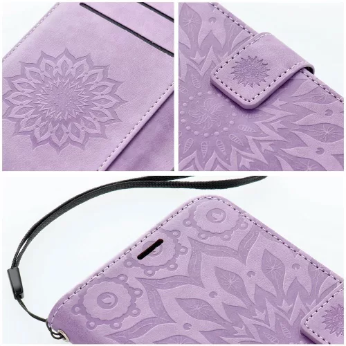 Xiaomi redmi Note 15 4G/5G telefon tok, könyvtok, oldalra nyíló tok, mágnesesen záródó, lila, mandala, Mezzo