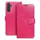 Samsung Galaxy A17 4G/5G telefon tok, könyvtok, oldalra nyíló tok, mágnesesen záródó, sötét magenta, mandala, SM-A175, SM-A176, Mezzo