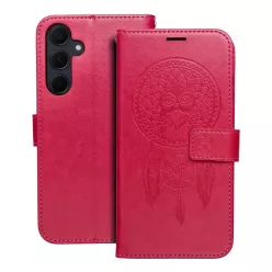   Samsung Galaxy A17 4G/5G / A26 telefon tok, könyvtok, oldalra nyíló tok, mágnesesen záródó, sötét magenta, mandala, SM-A175, SM-A176, SM-A266, Mezzo