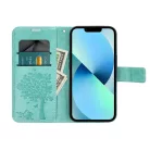 Samsung Galaxy A27 telefon tok, könyvtok, oldalra nyíló tok, mágnesesen záródó, zöld, tree, SM-A276, Mezzo