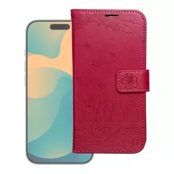   Samsung Galaxy A27 telefon tok, könyvtok, oldalra nyíló tok, mágnesesen záródó, sötét magenta, cats, SM-A276, Mezzo