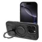 iPhone 17 Pro Max / 18 Pro Max (6,9") ütésálló hátlap tok, TPU / PC, kamera védelem, kitámasztható, fekete, Frost Armor 