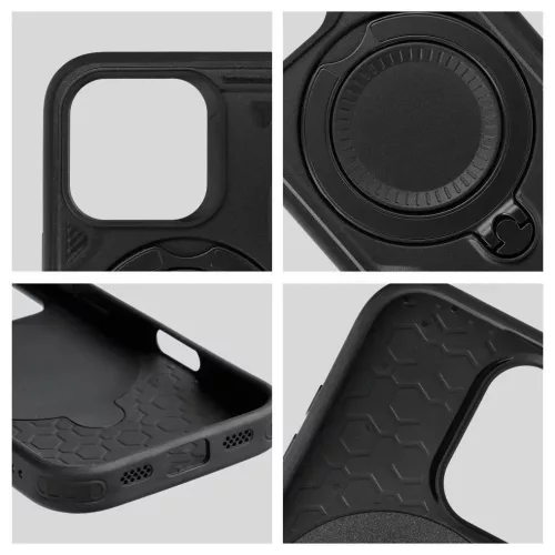iPhone 17 Pro Max / 18 Pro Max (6,9") ütésálló hátlap tok, TPU / PC, kamera védelem, kitámasztható, fekete, Frost Armor 