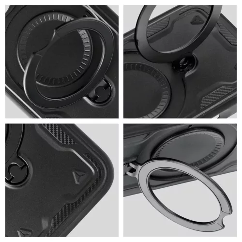 iPhone 17 Pro Max / 18 Pro Max (6,9") ütésálló hátlap tok, TPU / PC, kamera védelem, kitámasztható, fekete, Frost Armor 
