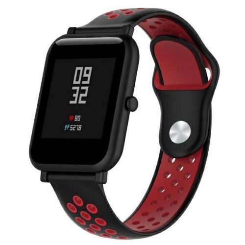 Beline fekete-bordó okosóra szilikon szíj 20mm, Samsung Galaxy Watch / Watch Active / Garmin / Huawei Watch GT2 42mm