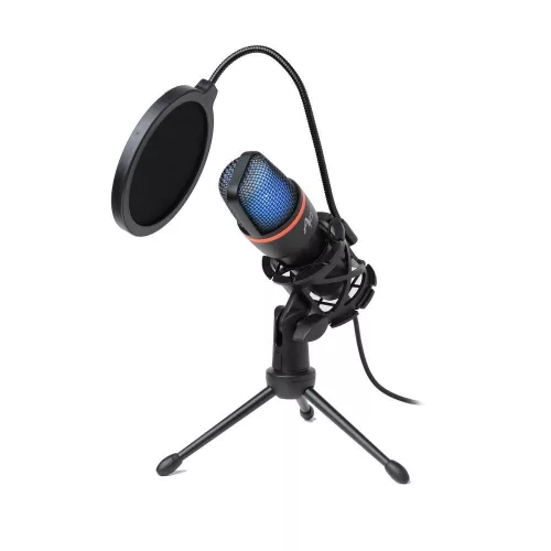 Kondenzátor mikrofon tripod állvánnyal, membránnal, fekete, ART AC-02