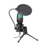 Kondenzátor mikrofon tripod állvánnyal, membránnal, fekete, ART AC-02