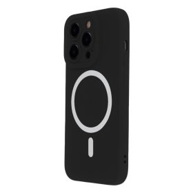   iPhone 16 (6.3") szilikon tok, hátlap tok, Magsafe, fekete, Silicon Soft Mag