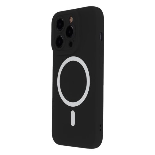 iPhone 16 (6.3") szilikon tok, hátlap tok, Magsafe, fekete, Silicon Soft Mag