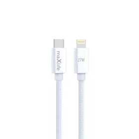   Type-C - iPhone 8pin gyorstöltő adatkábel, 27W, 1M, fehér, Maxlife MXUC-12