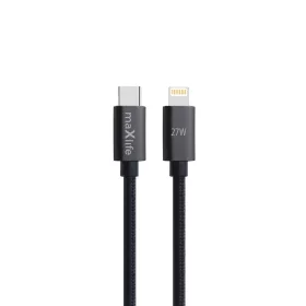   Type-C - iPhone 8pin gyorstöltő adatkábel, 27W, 2M, fekete, Maxlife MXUC-12