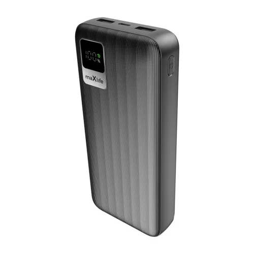 Power Bank 2xUSB / 1xType-C + Type-C kábel, 20000 mAh / 10W, fekete, Maxlife MXPB-07