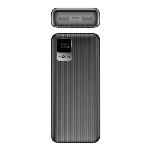 Power Bank 2xUSB / 1xType-C + Type-C kábel, 20000 mAh / 10W, fekete, Maxlife MXPB-07