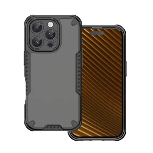 iPhone 16 Pro (6.1") ütésálló hátlap tok, TPU / PC tok, fekete, Defender Matt